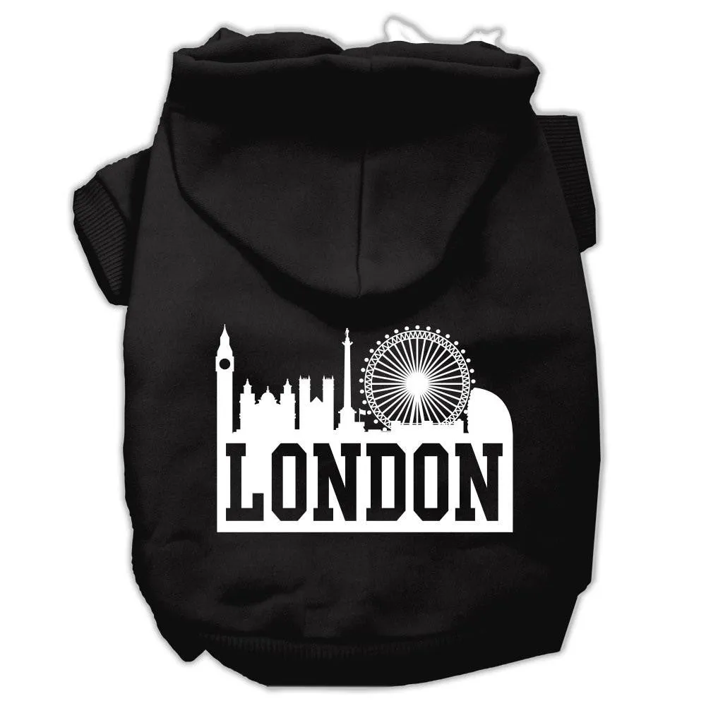 London Skyline Screen Print Pet Hoodies Black Size Xxxl (20)