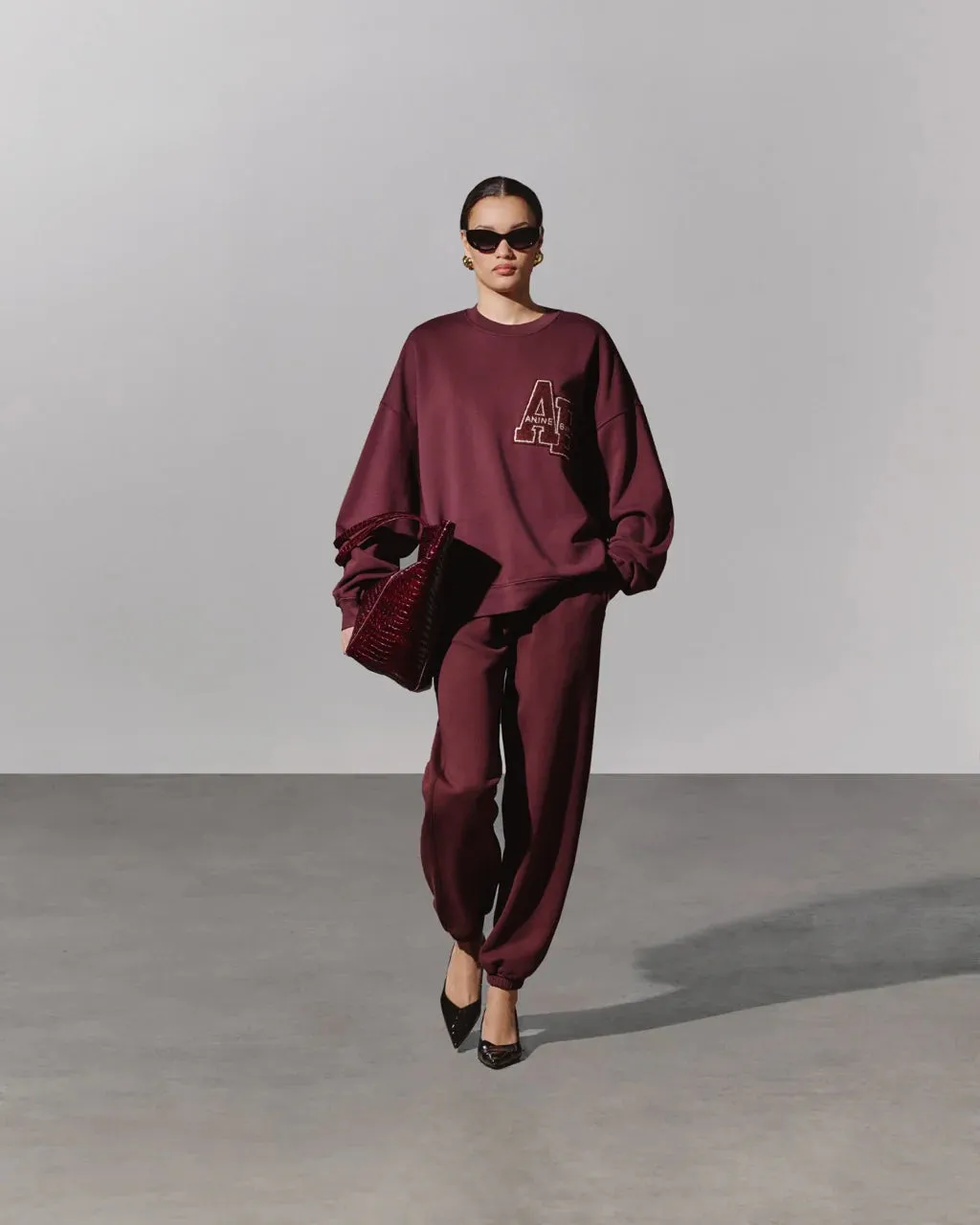 MILES OVERSIZED SWEATSHIRT LETTERMAN - DARK BURGUNDY