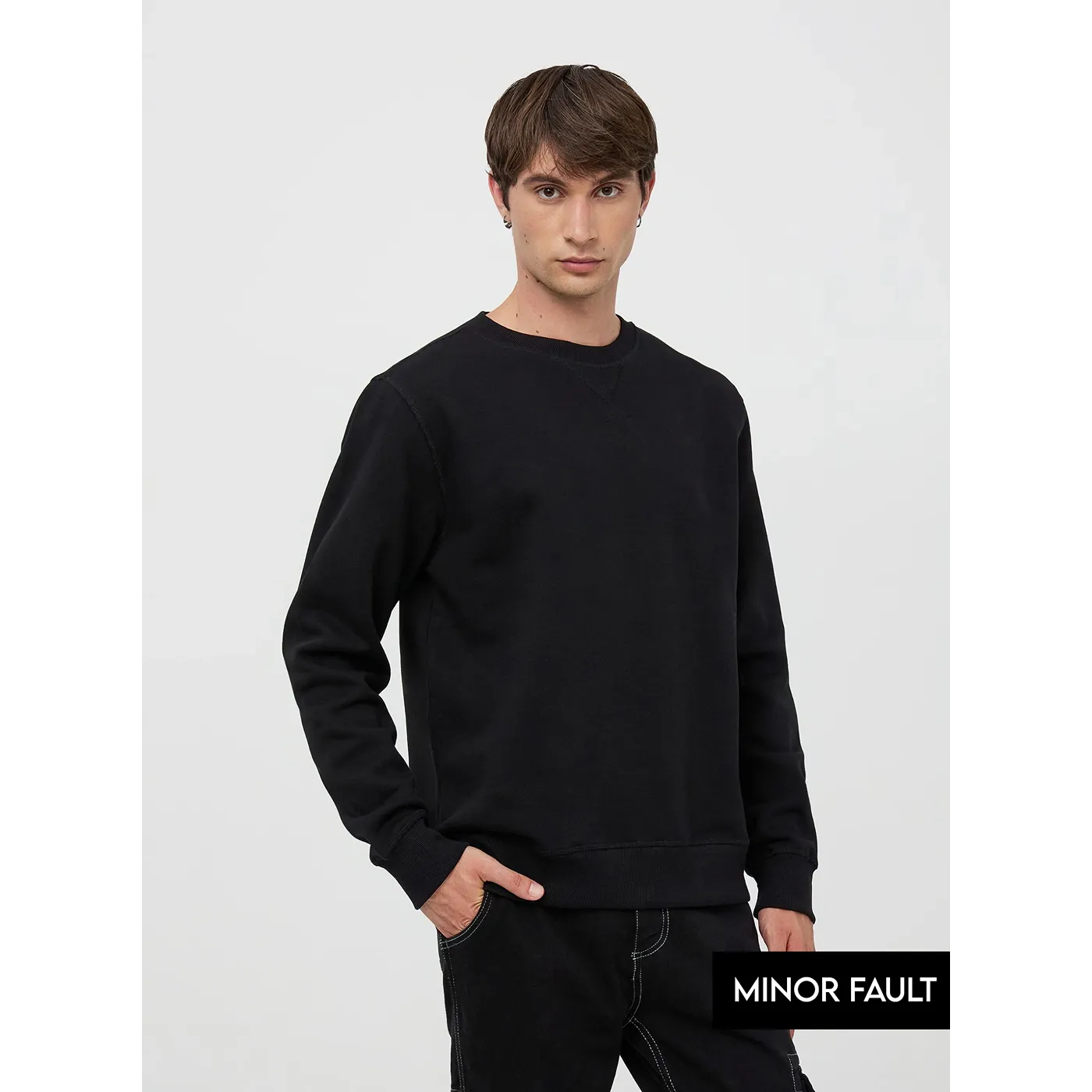 (Minor Fault) Black Basic Regular Fit Sweatshirt