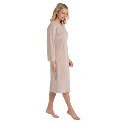 New - Softies 42" 3/4 Sleeve Serenity Shear Mink Zip Robe Coco, Medium