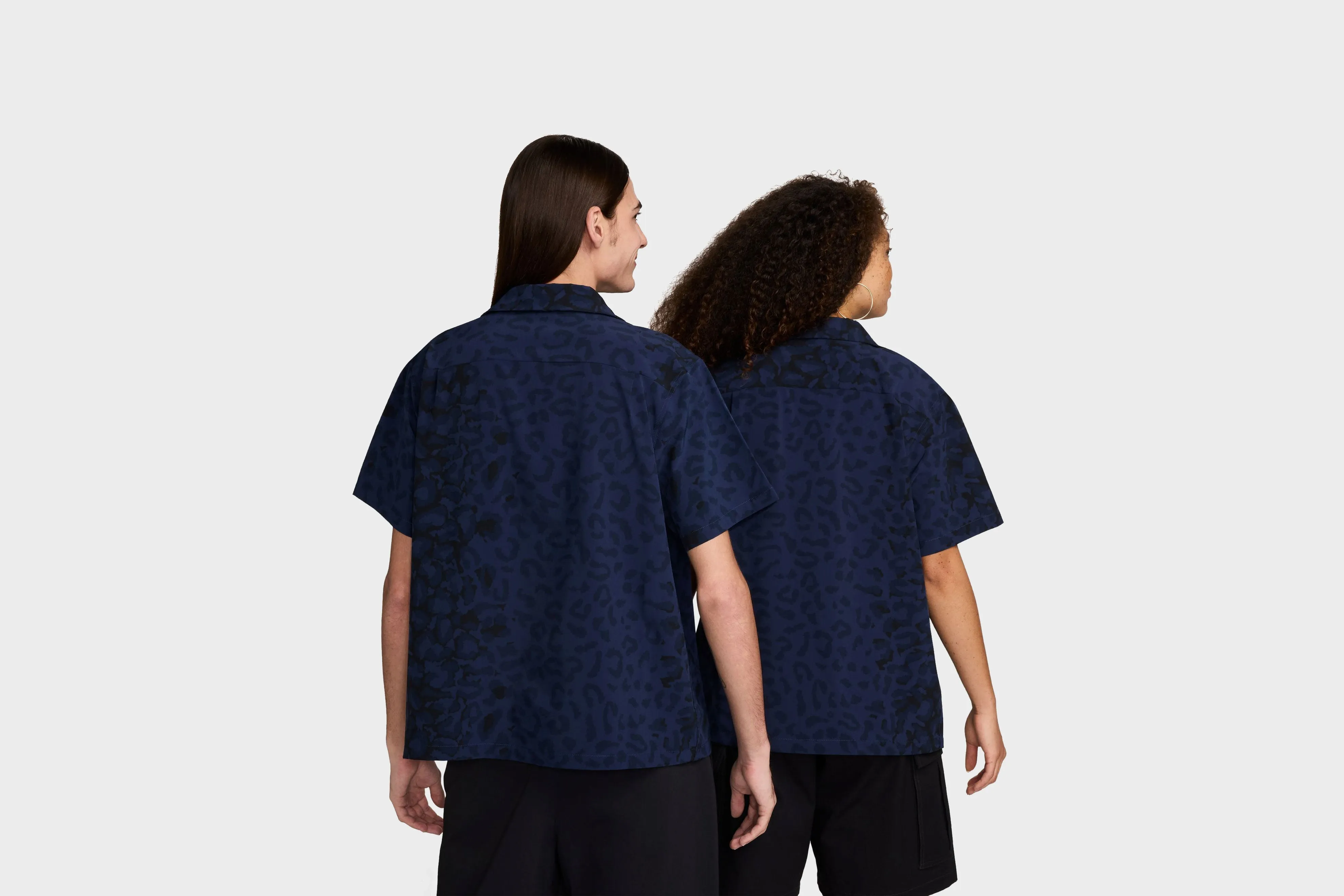 Nike SB Print Bowler Button-Up Skate Shirt (Midnight Navy)