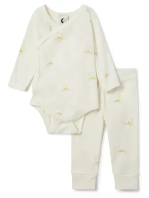 Organic Duckling Baby Wrap and Trouser Set