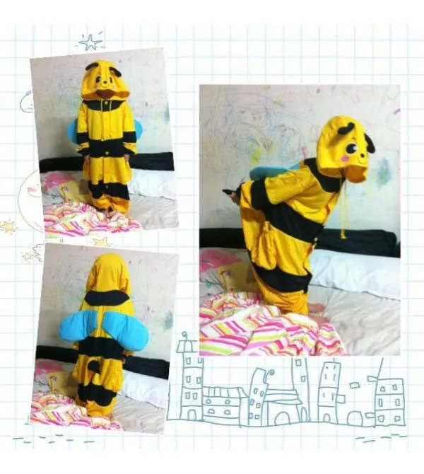 PITaPATs kids onesie animal jumpsuit costume - long sleeve bumblebee