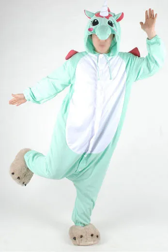 PITaPATs kids onesie animal jumpsuit costume - long sleeve mint unicorn