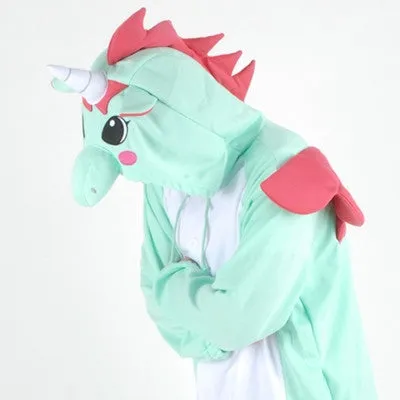 PITaPATs kids onesie animal jumpsuit costume - long sleeve mint unicorn