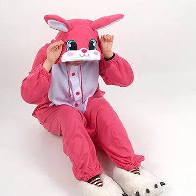 PITaPATs kids onesie animal jumpsuit costume - long sleeve pink rabbit