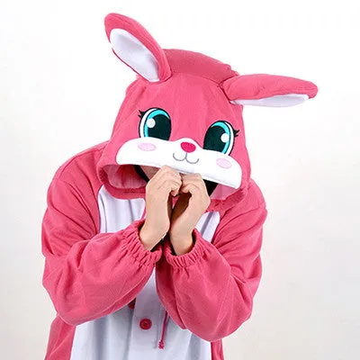 PITaPATs kids onesie animal jumpsuit costume - long sleeve pink rabbit