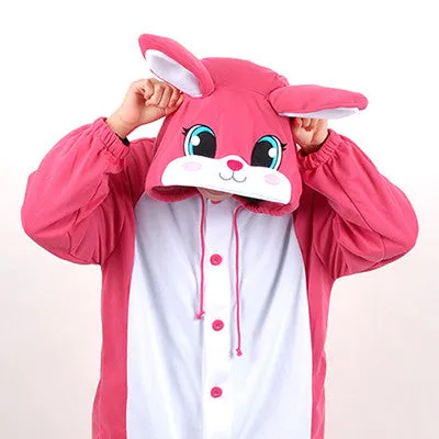 PITaPATs kids onesie animal jumpsuit costume - long sleeve pink rabbit