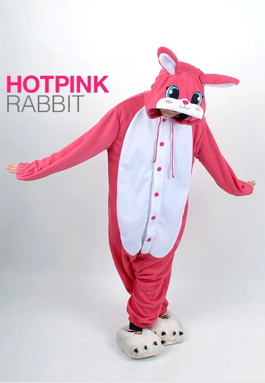 PITaPATs kids onesie animal jumpsuit costume - long sleeve pink rabbit