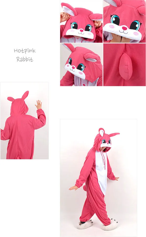 PITaPATs kids onesie animal jumpsuit costume - long sleeve pink rabbit