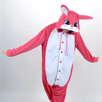 PITaPATs kids onesie animal jumpsuit costume - long sleeve pink rabbit