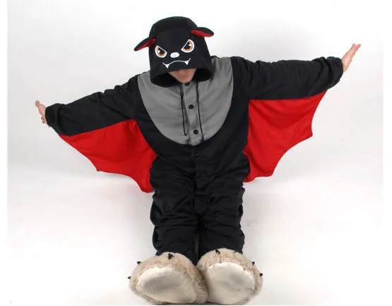 PITaPATs kids onesie animal jumpsuit costume - long sleeve red bat