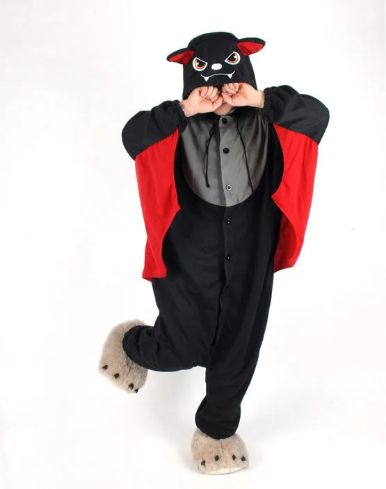 PITaPATs kids onesie animal jumpsuit costume - long sleeve red bat