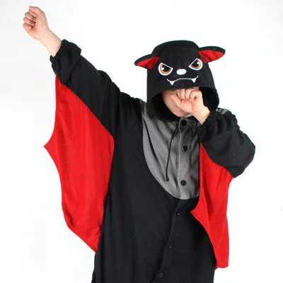 PITaPATs kids onesie animal jumpsuit costume - long sleeve red bat