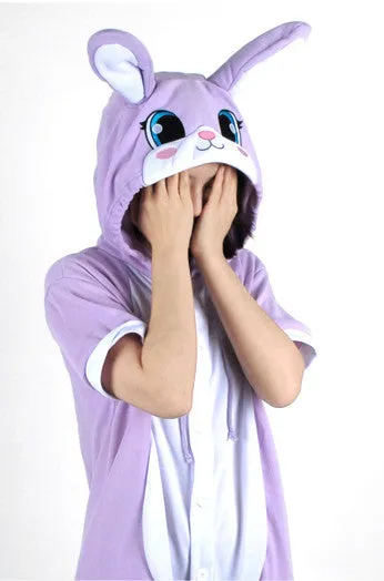 PITaPATs onesie animal jumpsuit costume - short sleeve purple rabbit