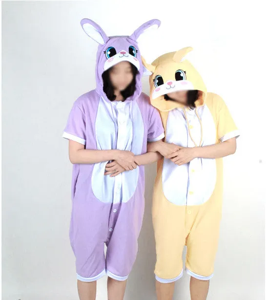 PITaPATs onesie animal jumpsuit costume - short sleeve purple rabbit