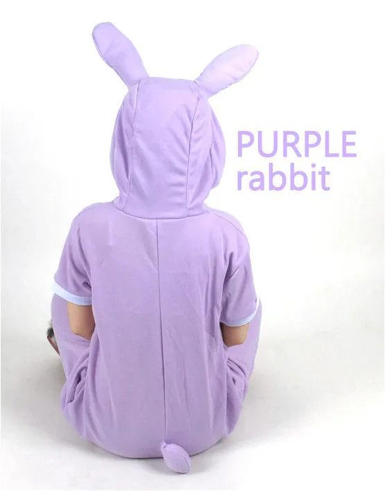 PITaPATs onesie animal jumpsuit costume - short sleeve purple rabbit