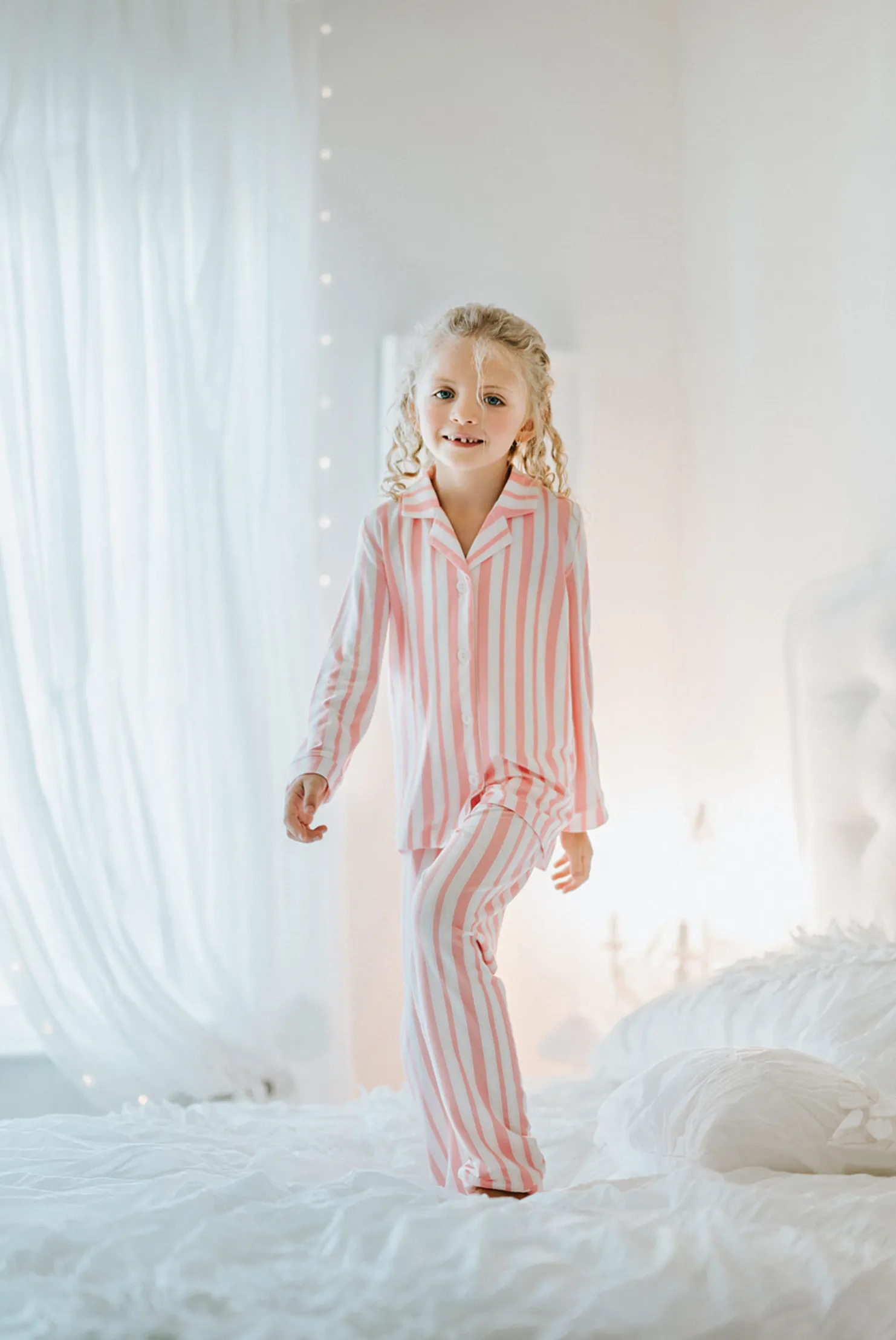 Plaza Girl Pink Striped Lounge Set