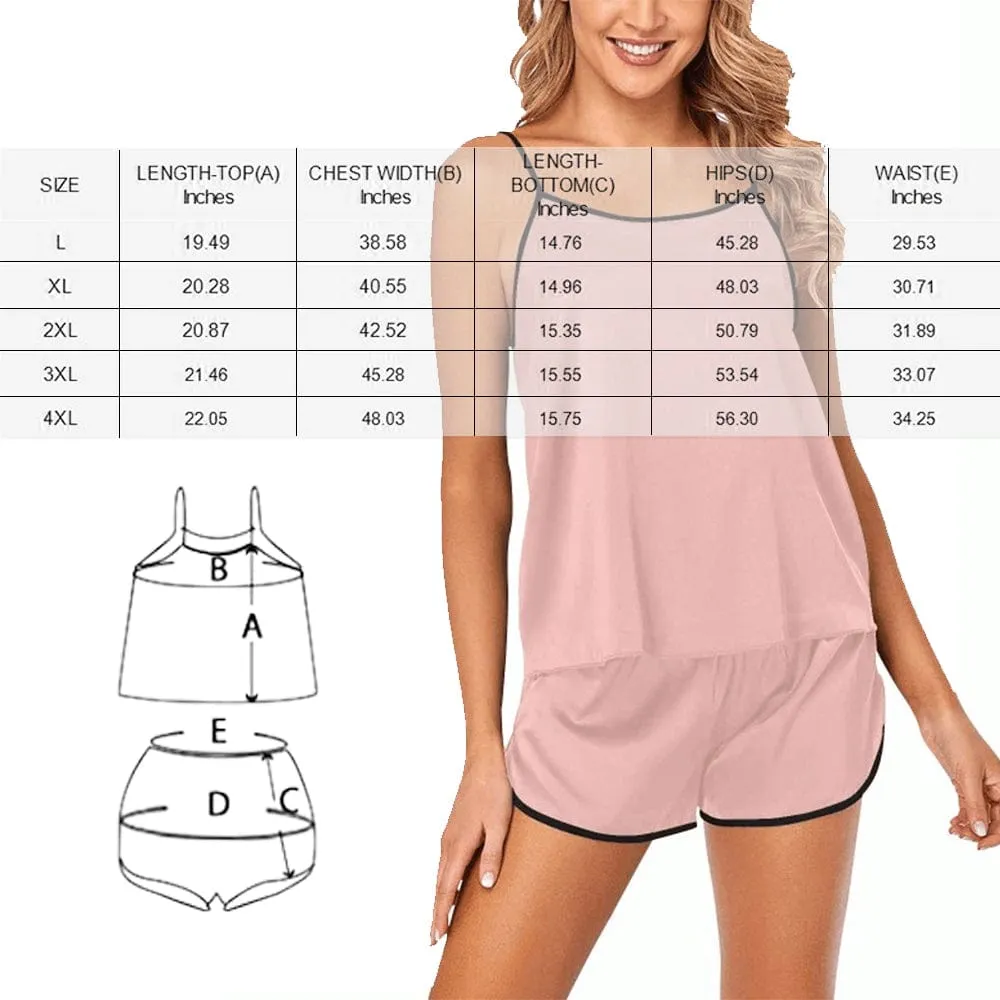 #Plus Size Pajama Set-Custom Boyfriend Face Sleepwear Personalized Women's Sexy Cami Pajama Set Honeymoon Gift