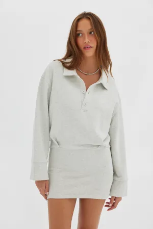 Polo Sweater Dress - Grey Marle