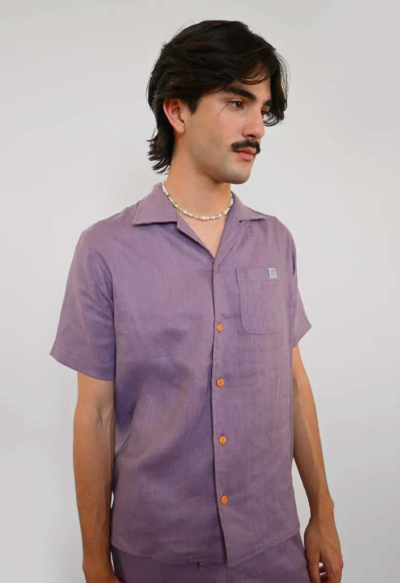 "Tutti Frutti" Linen Shirt - Purple Grape