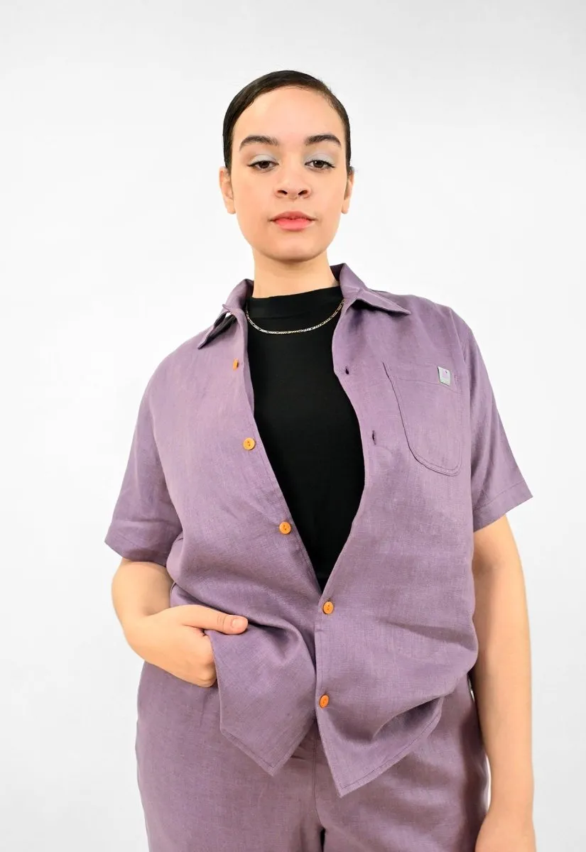 "Tutti Frutti" Linen Shirt - Purple Grape