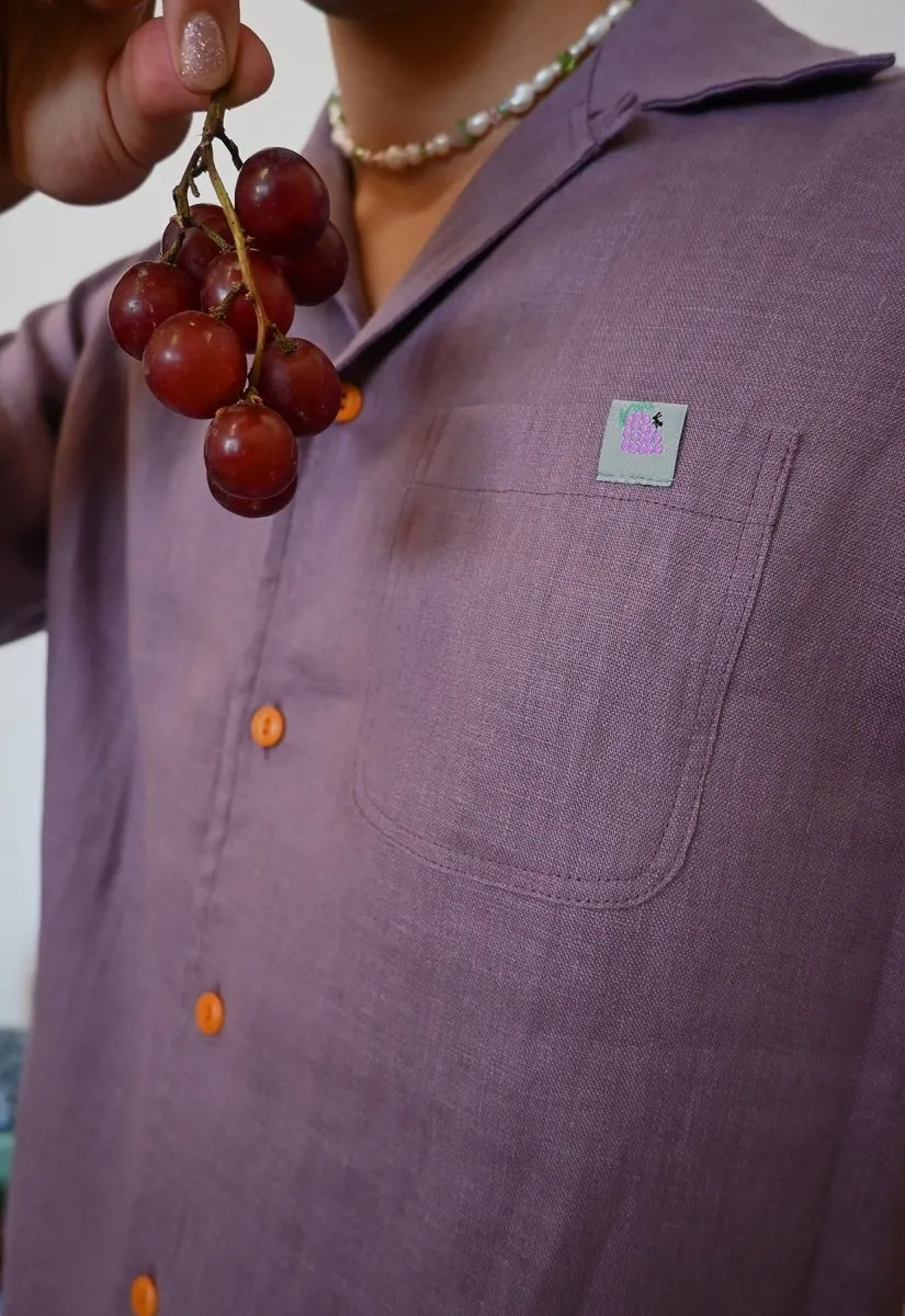 "Tutti Frutti" Linen Shirt - Purple Grape