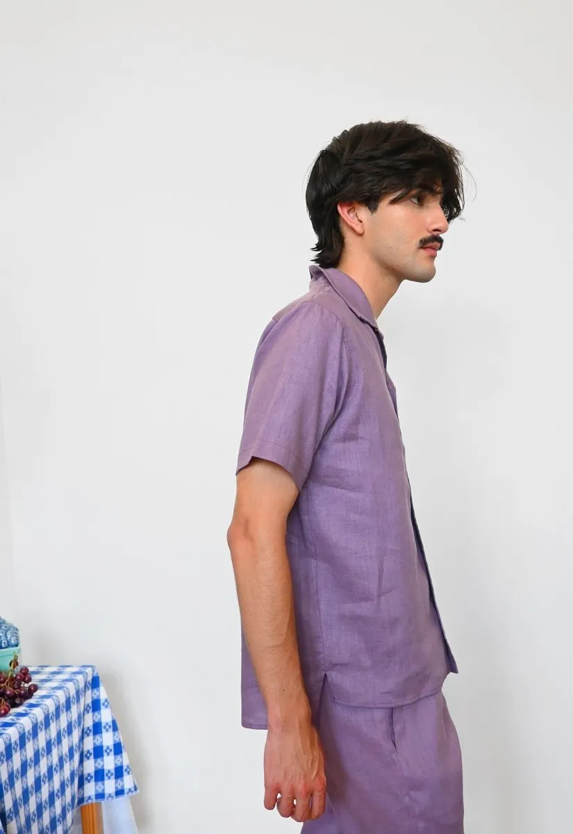 "Tutti Frutti" Linen Shirt - Purple Grape