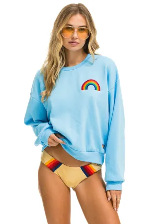 RAINBOW EMBROIDERY RELAXED CREW SWEATSHIRT - SKY