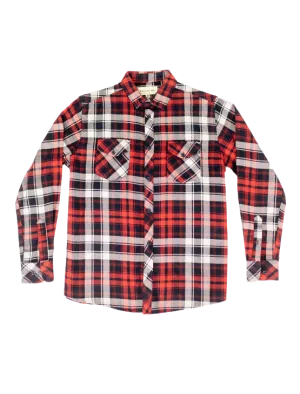 Red Plaid Flannel Button-Up