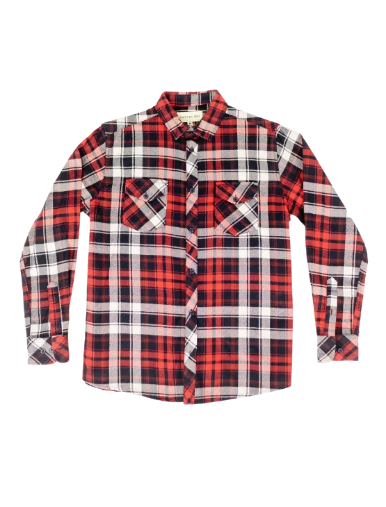 Red Plaid Flannel Button-Up