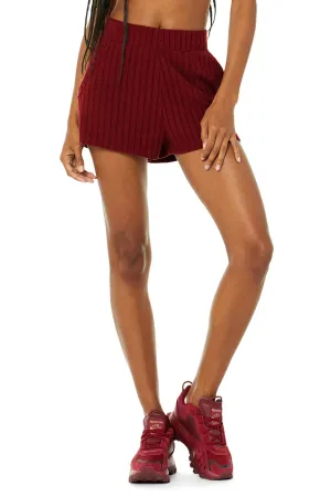 Ribbed Take Comfort Short - Cranberry