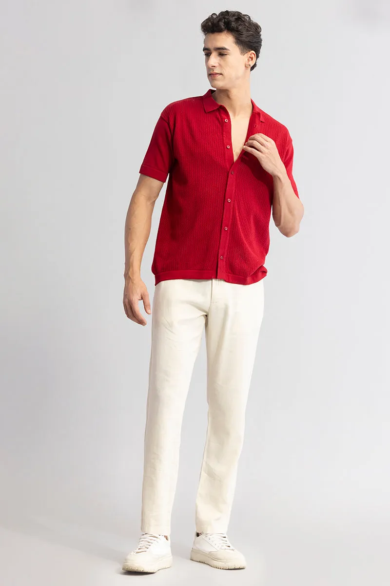 Serene Knit Elegance Red Shirt