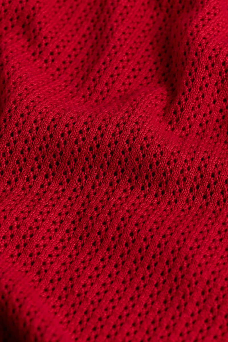 Serene Knit Elegance Red Shirt