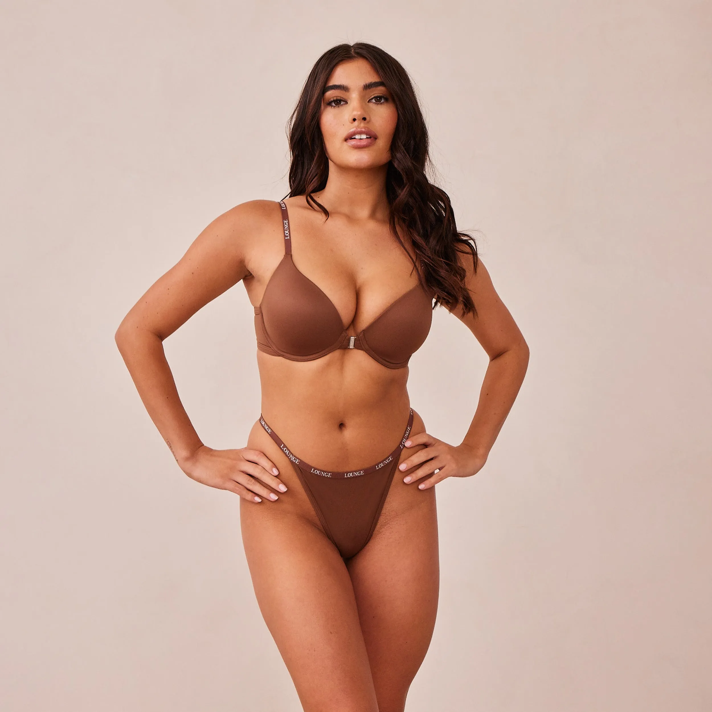 Smooth Front Fastening T-shirt Bra  - Chestnut