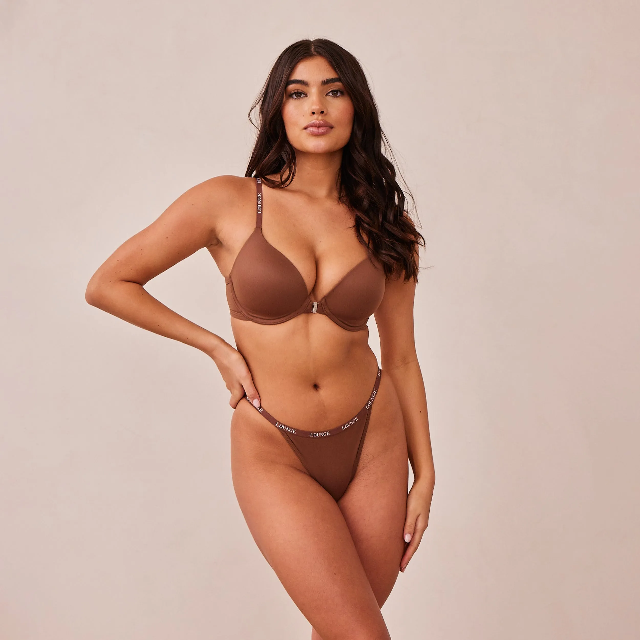 Smooth Front Fastening T-shirt Bra  - Chestnut