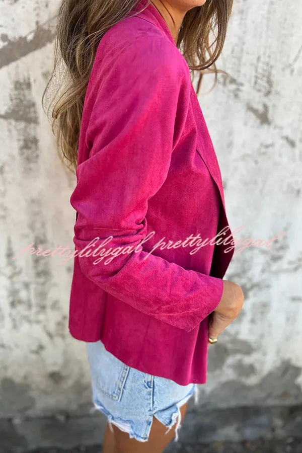 Solid Color Suede Lapel Long Sleeve Loose Coat