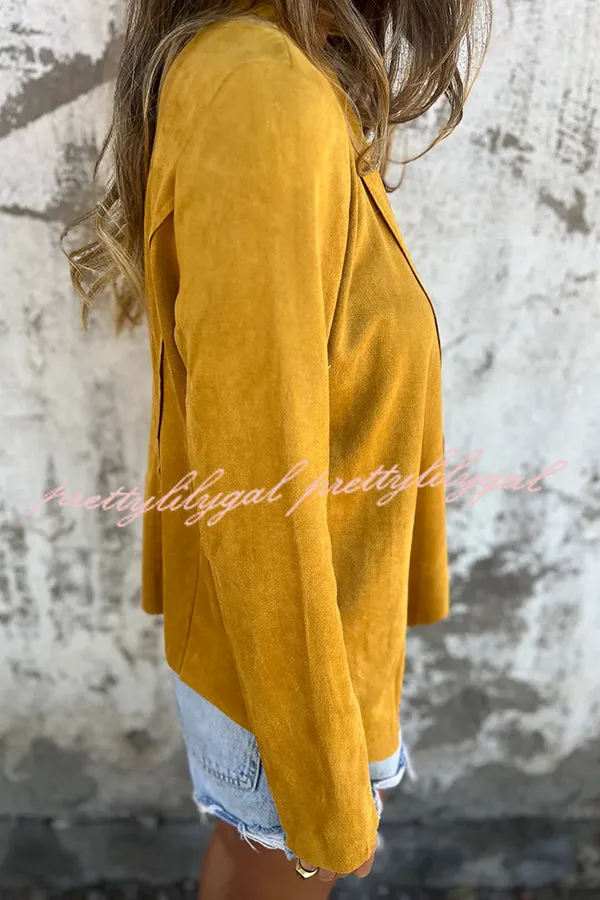 Solid Color Suede Lapel Long Sleeve Loose Coat