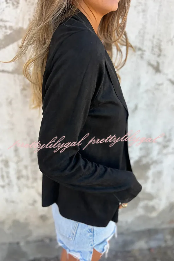 Solid Color Suede Lapel Long Sleeve Loose Coat