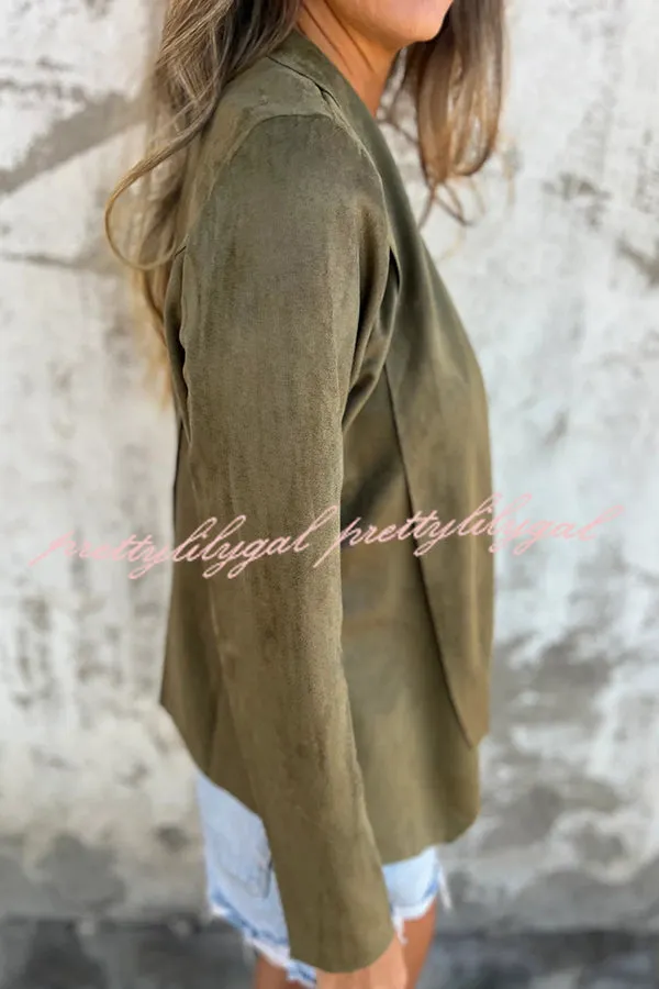 Solid Color Suede Lapel Long Sleeve Loose Coat