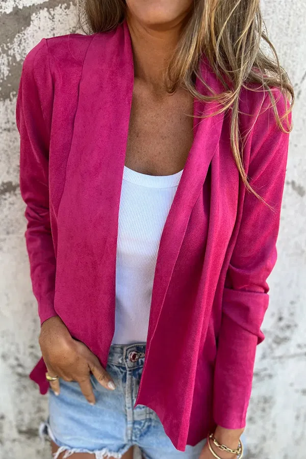 Solid Color Suede Lapel Long Sleeve Loose Coat