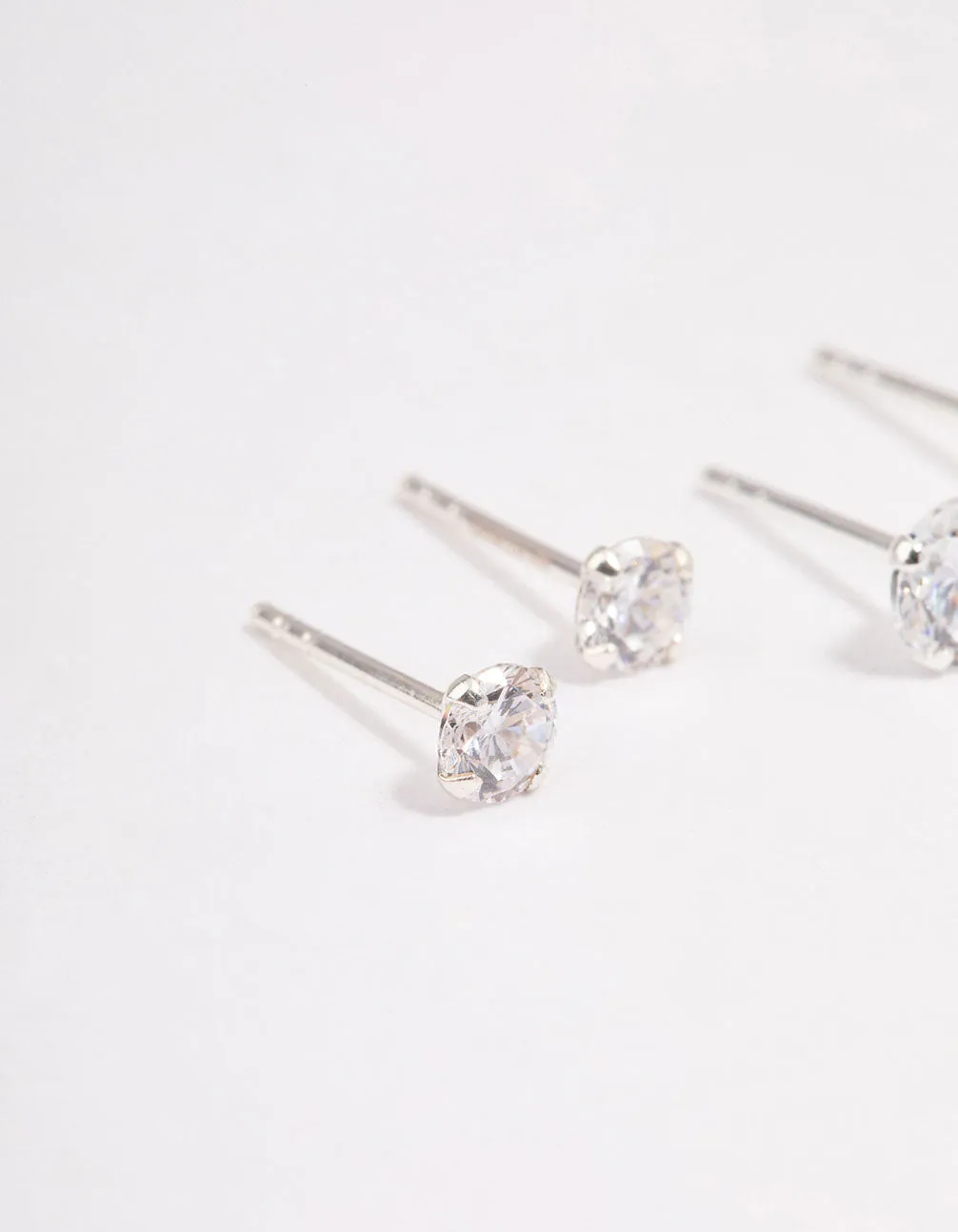 Sterling Silver Graduating Cubic Zirconia Earring 3-Pack