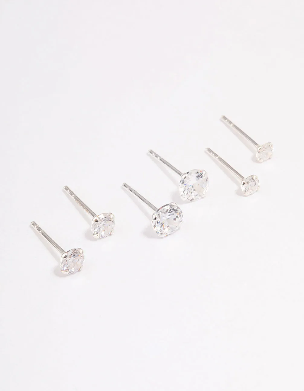 Sterling Silver Graduating Cubic Zirconia Earring 3-Pack