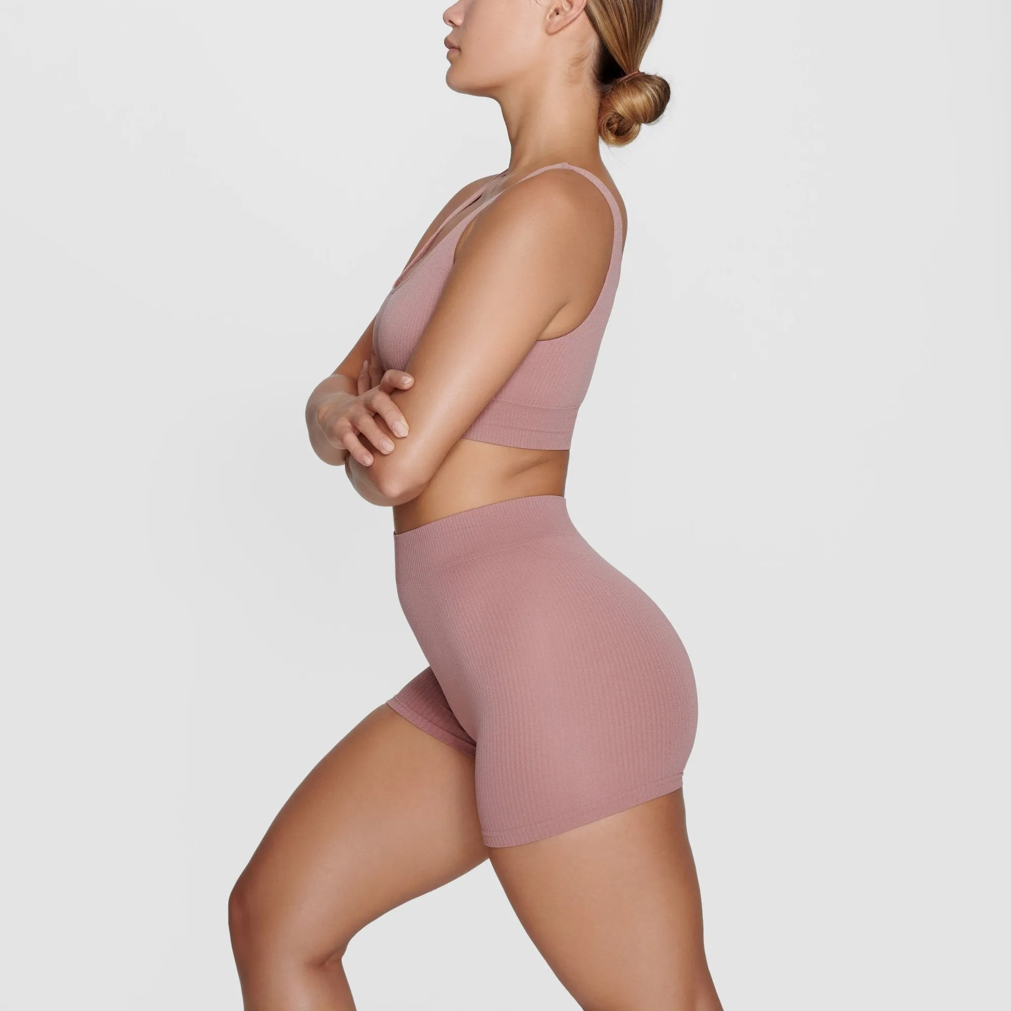 STRETCH RIB SHORT | ROSE CLAY