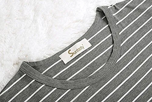 SUNTASTY MEN'S SUMMER SLEEPWEAR STRIPED SHORT SLEEVE PAJAMA SHORTS AND TOP SET(GREY,L,1001M)