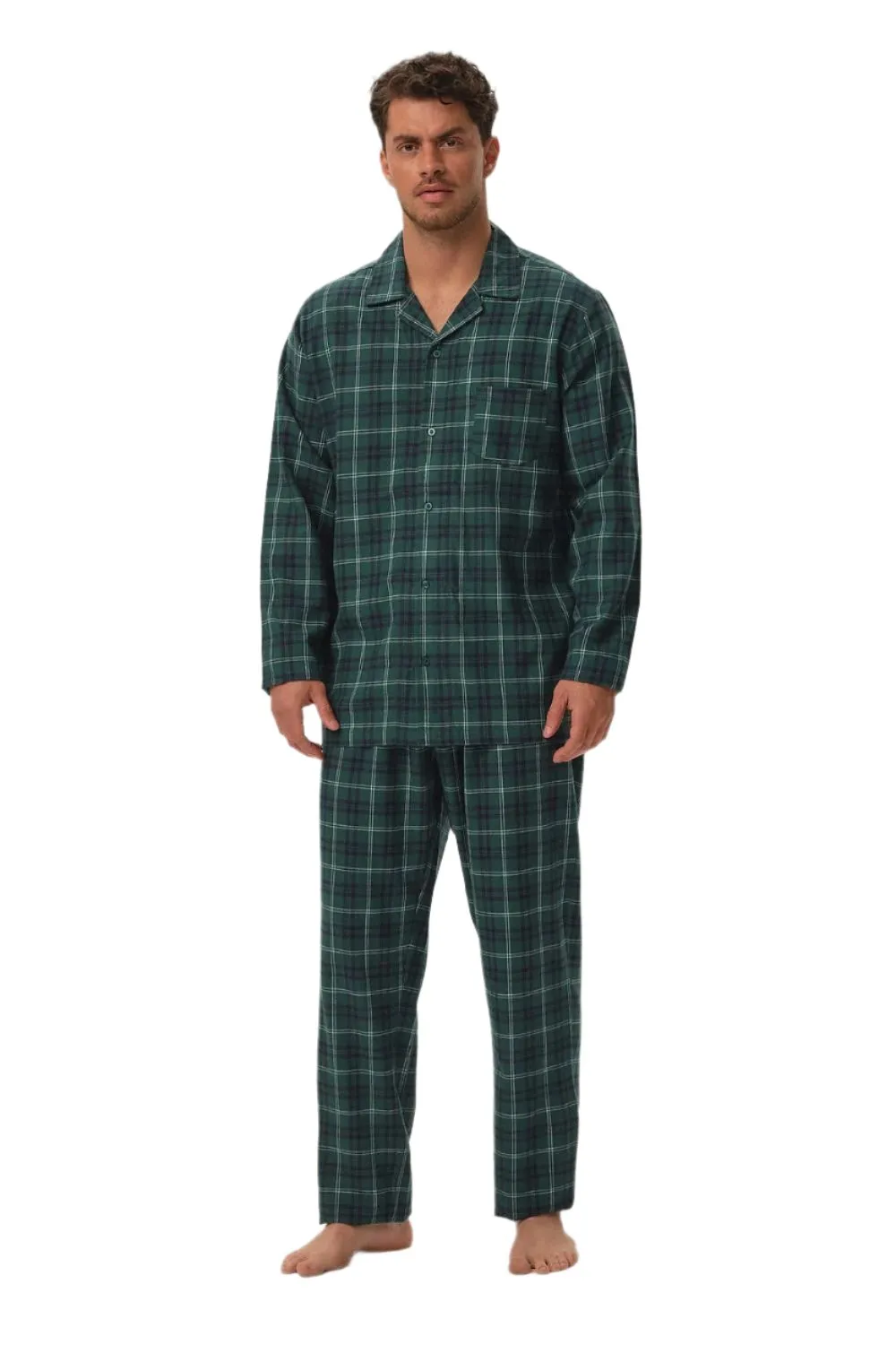 TEEK - Green Plaid Buttoned Pajamas