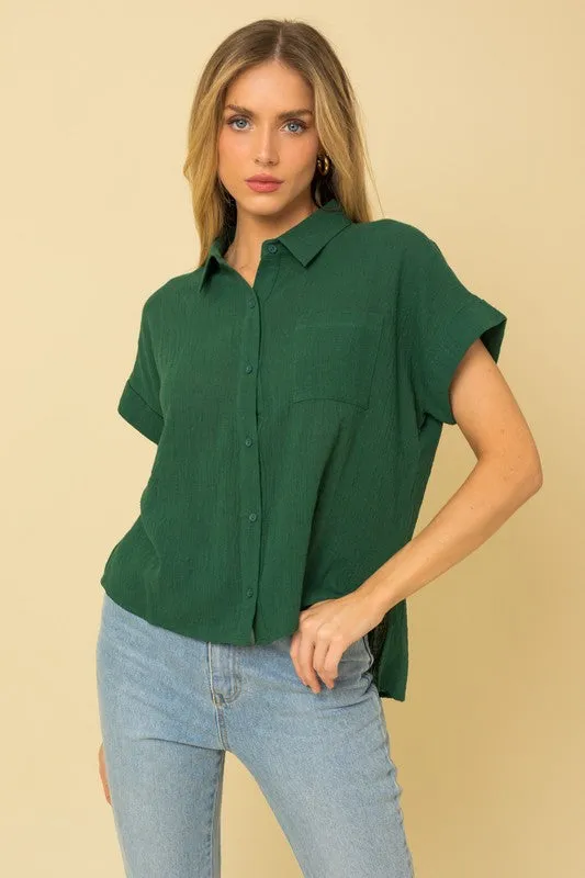 TEEK - Short Sleeve Button Down Blouse