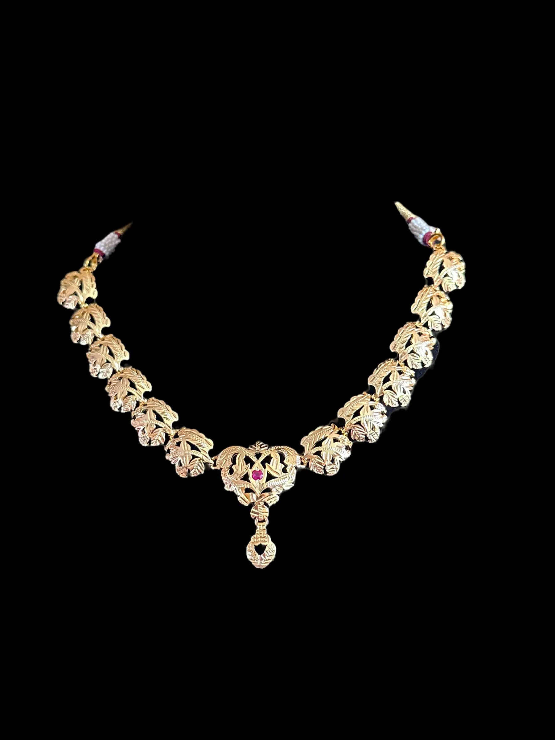 Traditional jadau Necklace with earrings in gold plated silver ( READY TO SHIP)