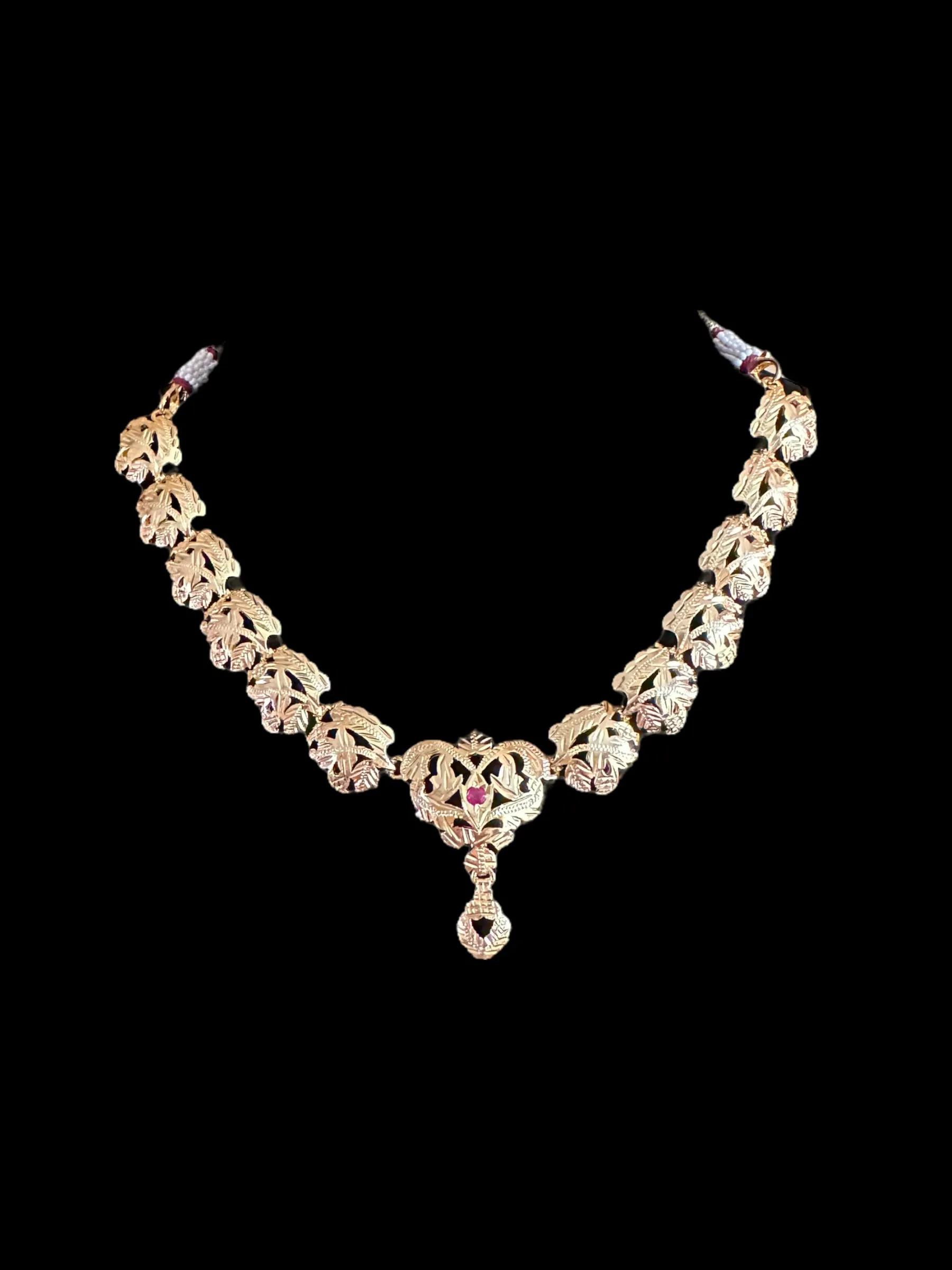 Traditional jadau Necklace with earrings in gold plated silver ( READY TO SHIP)