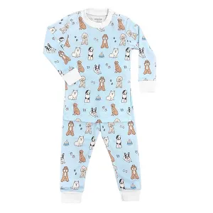 Two Piece Pajama Doggie Day Care Light Blue